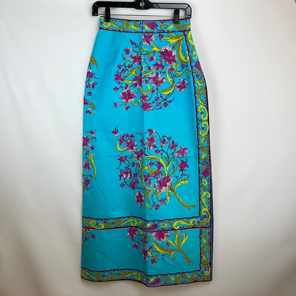 Emilio Pucci Turquiose Maxi Side Slit Skirt